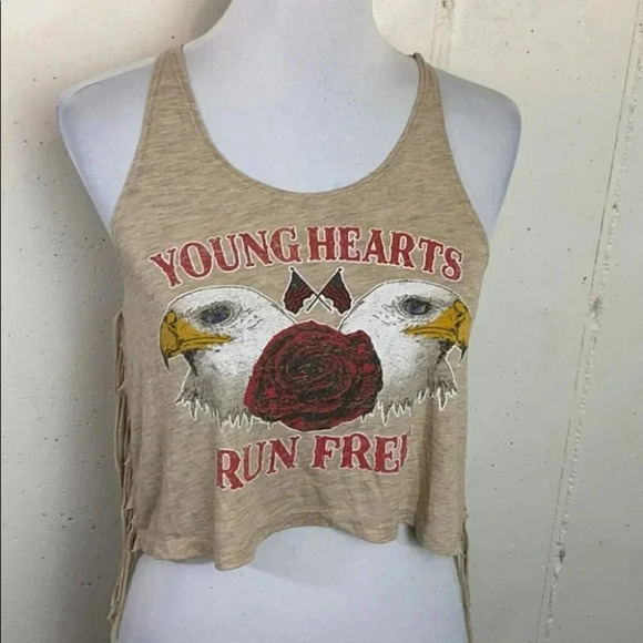 Forever 21 M Young Heart Run Free‎ racer Crop tank - Picture 1 of 6